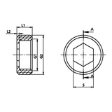 Technische maattekening: messing verloopbus BU/BI (ref. 1605)