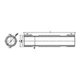 Technische maattekening: messing aansluitbuis BU/BU voor watermeter (ref. 2311)