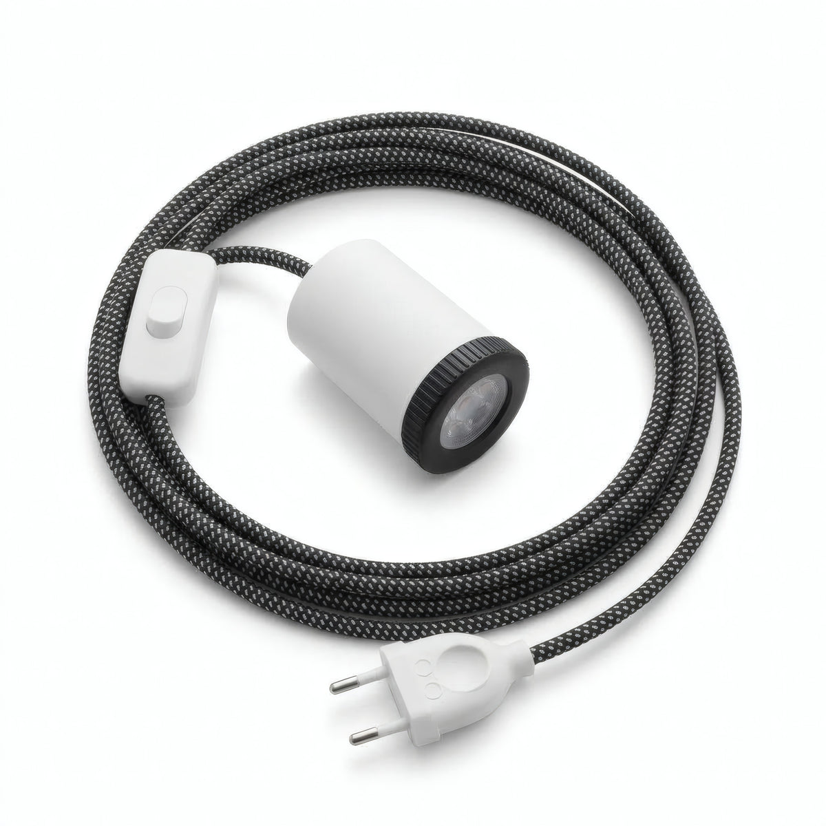 Minispot GU10 met stekker, afwerking mat wit