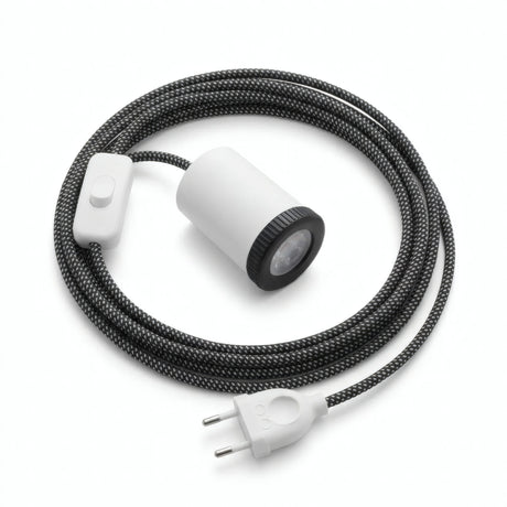 Minispot GU10 met stekker, afwerking mat wit