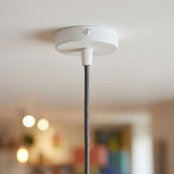 Cilindrische mini-plafondkap van metaal, Ø 83 mm — 1 centrale opening / Conisch thermoplast / Mat wit