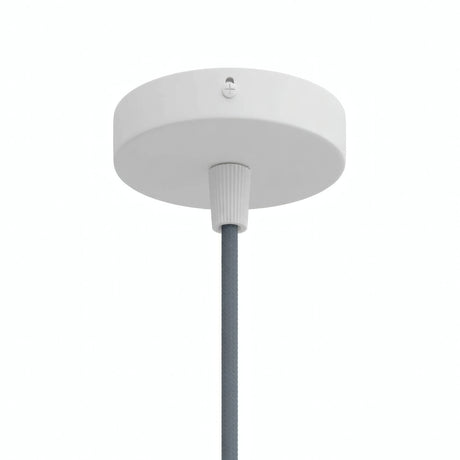 Cilindrische mini-plafondkap van metaal, Ø 83 mm — 1 centrale opening / Conisch thermoplast / Mat wit