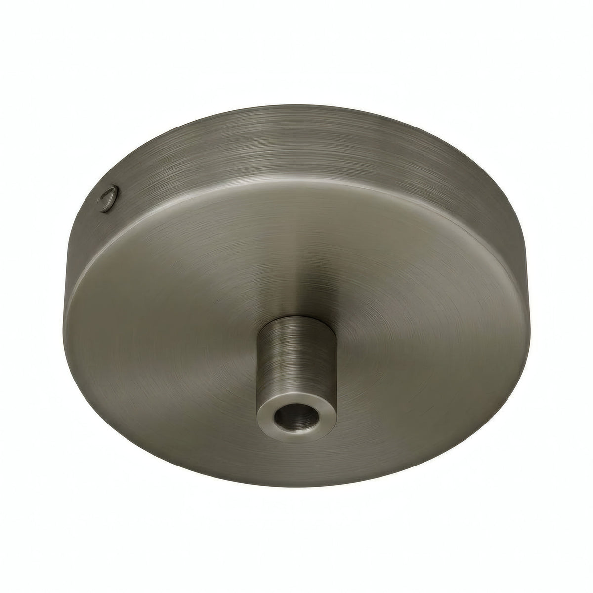 Cilindrische mini-plafondkap van metaal, Ø 83 mm — 1 centrale opening / Cilindrisch metaal / Satijn titanium