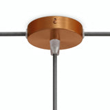 Cilindrische mini-plafondkap van metaal, Ø 83 mm — 1 centrale en 2 zijopeningen / Conisch thermoplast / Satijn koper