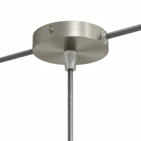 Cilindrische mini-plafondkap van metaal, Ø 83 mm — 1 centrale en 2 zijopeningen / Conisch thermoplast / Satijn titanium