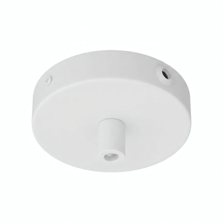 Cilindrische mini-plafondkap van metaal, Ø 83 mm — 1 centrale en 2 zijopeningen / Cilindrisch metaal / Mat wit