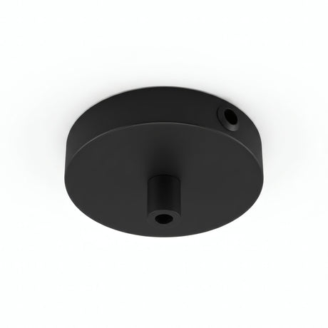 Cilindrische mini-plafondkap van metaal, Ø 83 mm — 1 centrale en 2 zijopeningen / Cilindrisch metaal / Zwart