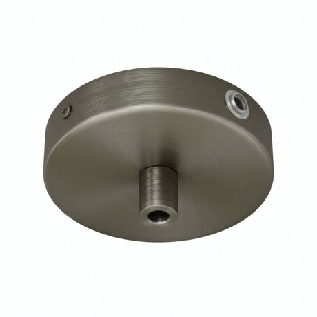 Cilindrische mini-plafondkap van metaal, Ø 83 mm — 1 centrale en 2 zijopeningen / Cilindrisch metaal / Satijn titanium