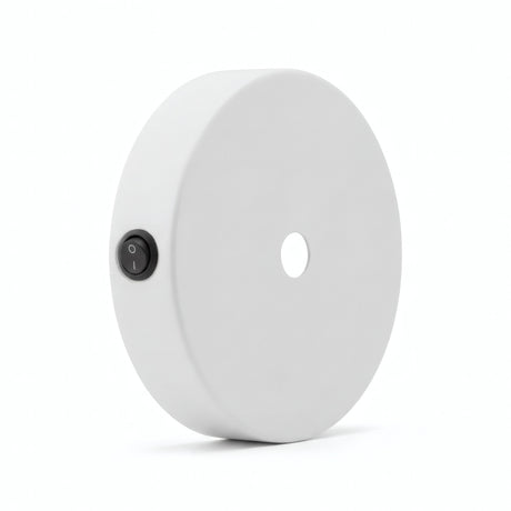 Cilindrische mini-plafondkap van metaal met schakelaar, Ø 83 mm — Mat wit