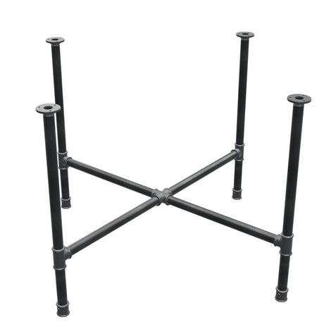 Onderstel voor eettafel, kruispoten, gietijzer en staal Ø 34 mm, 116 × 116 cm, hoogte 75 cm