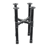 Onderstel voor salontafel, kruispoten, gietijzer en staal Ø 34 mm, 36 × 36 cm, hoogte 52 cm