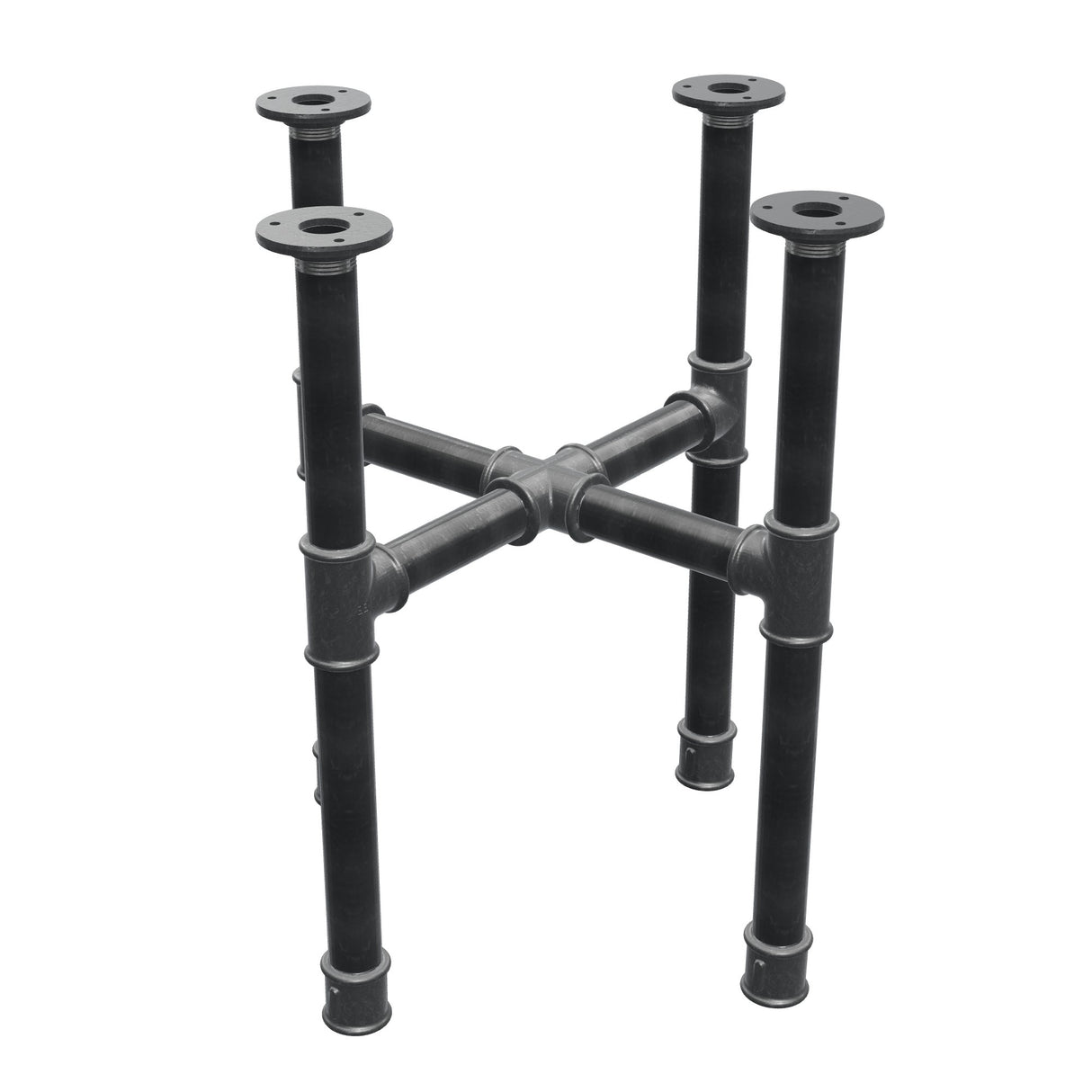 Onderstel voor salontafel, kruispoten, gietijzer en staal Ø 34 mm, 46 × 46 cm, hoogte 52 cm
