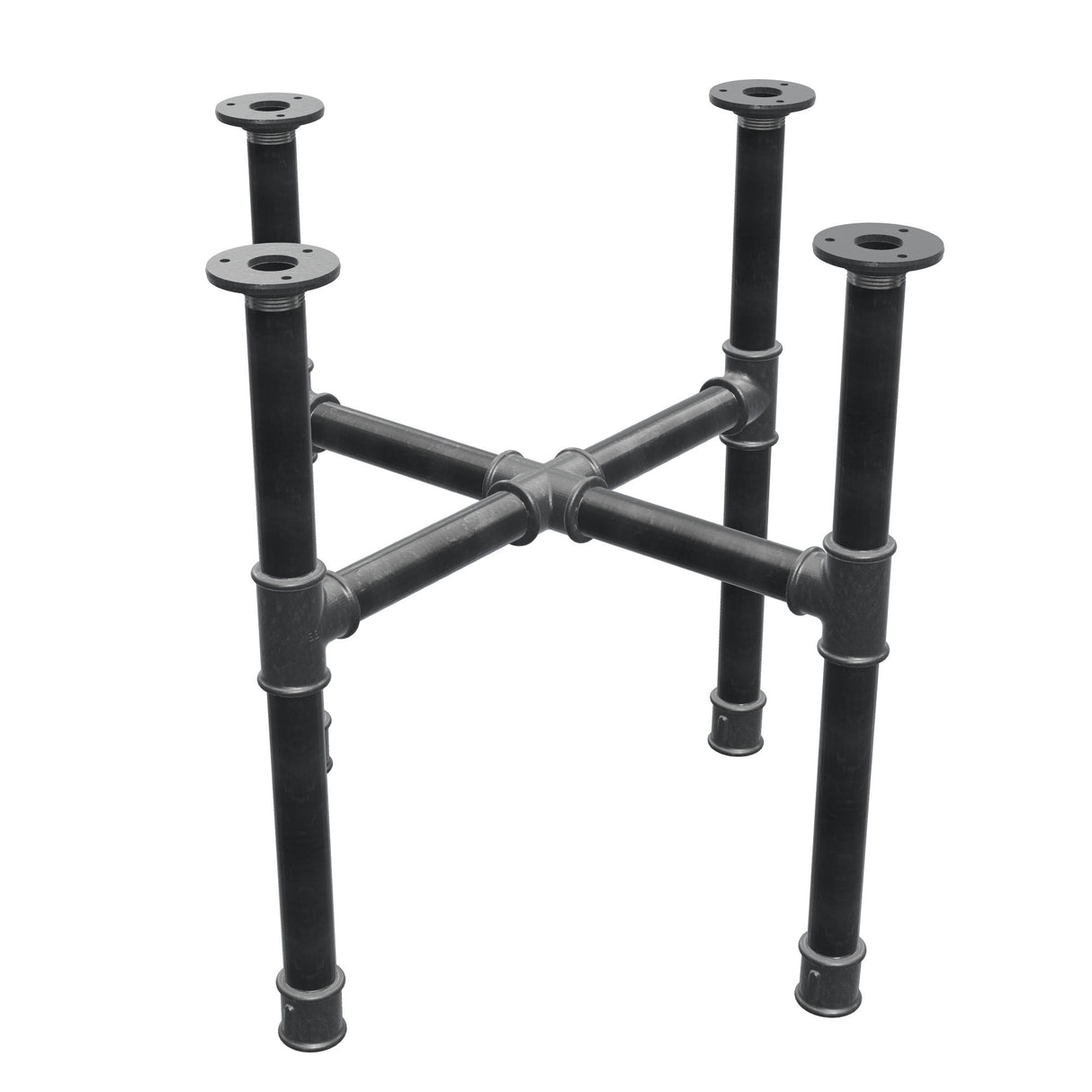 Onderstel voor salontafel, kruispoten, gietijzer en staal Ø 34 mm, 56 × 56 cm, hoogte 52 cm