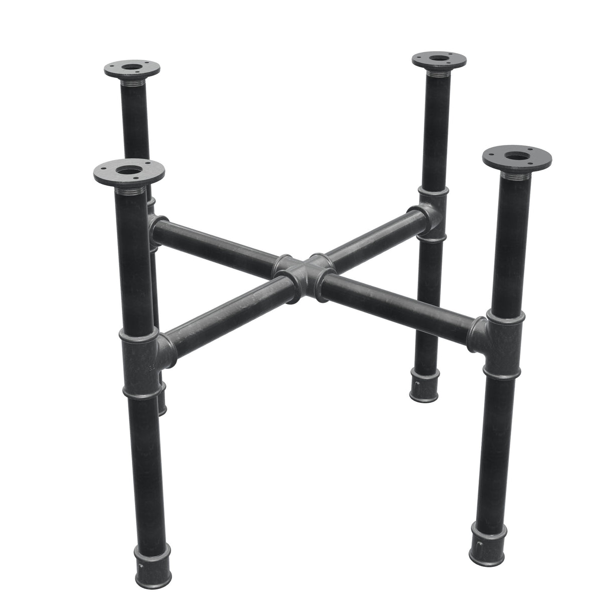 Onderstel voor salontafel, kruispoten, gietijzer en staal Ø 34 mm, 66 × 66 cm, hoogte 52 cm