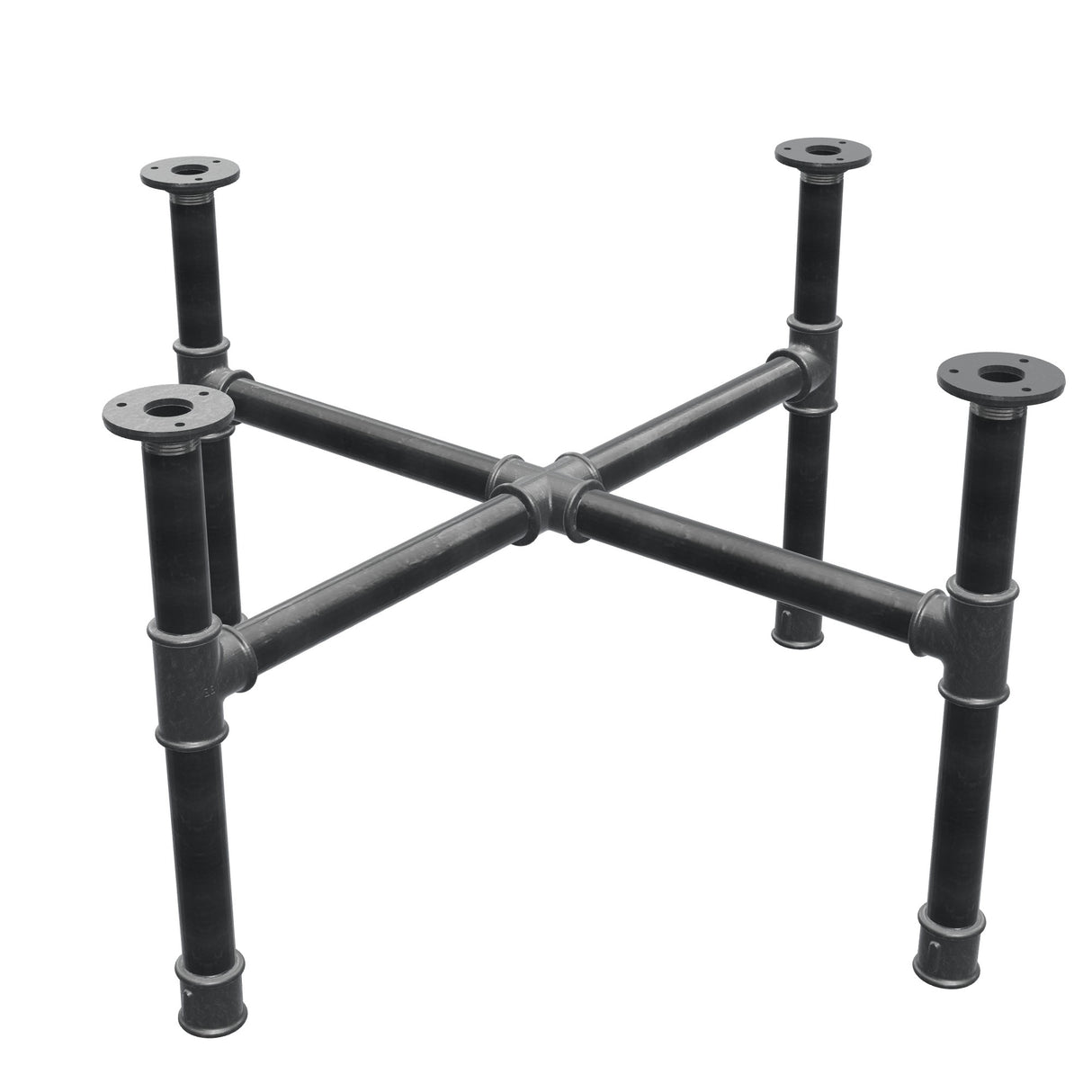 Onderstel voor salontafel, kruispoten, gietijzer en staal Ø 34 mm, 76 × 76 cm, hoogte 42 cm