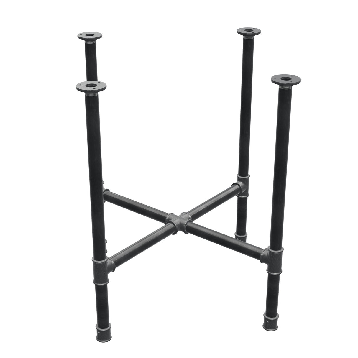 Onderstel voor eettafel, kruispoten, gietijzer en staal Ø 34 mm, 76 × 76 cm, hoogte 75 cm