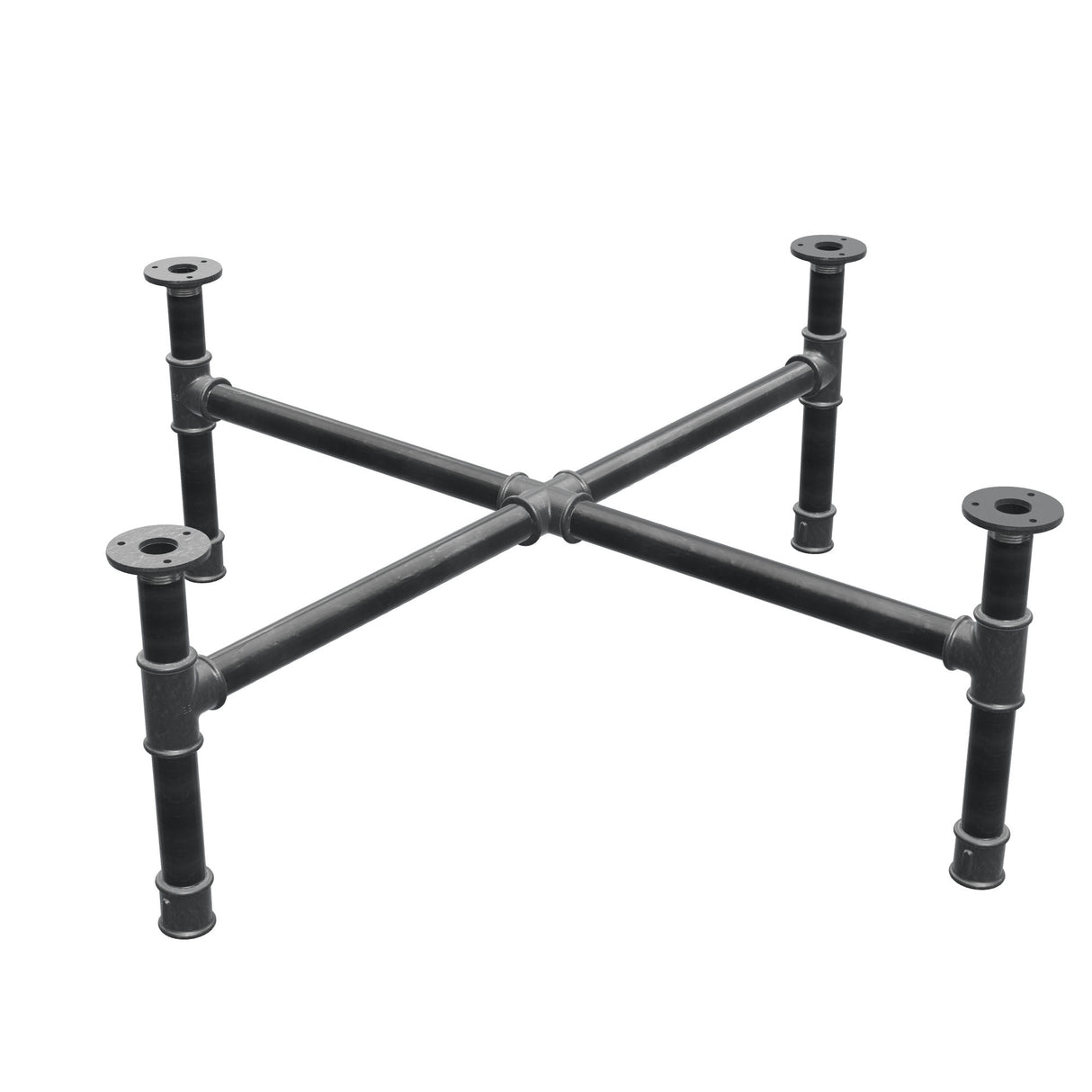 Onderstel voor salontafel, kruispoten, gietijzer en staal Ø 34 mm, 96 × 96 cm, hoogte 32 cm