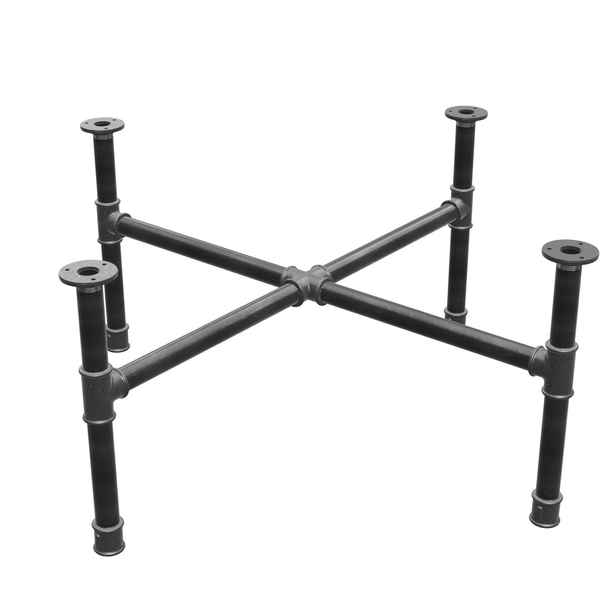 Onderstel voor salontafel, kruispoten, gietijzer en staal Ø 34 mm, 96 × 96 cm, hoogte 42 cm