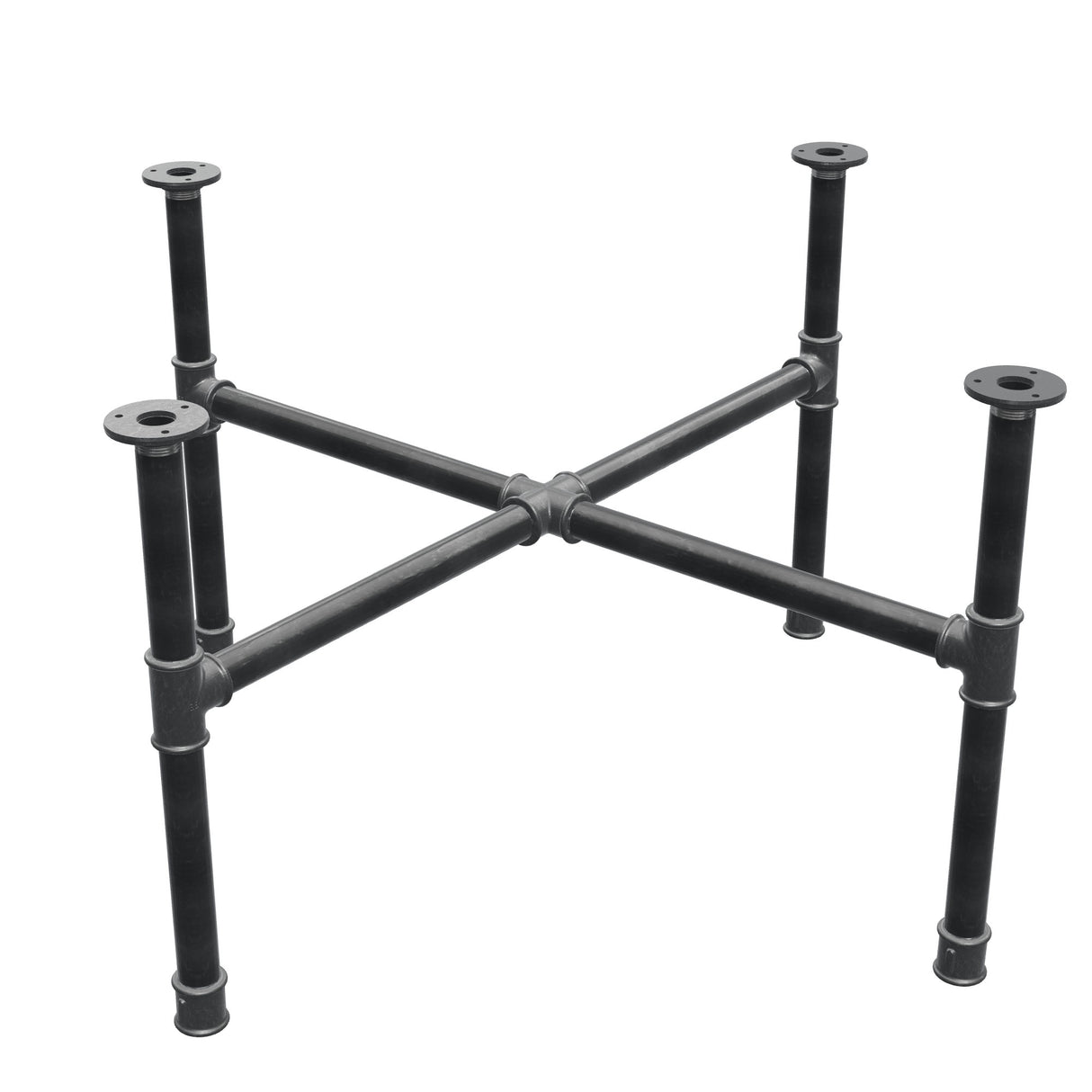 Onderstel voor salontafel, kruispoten, gietijzer en staal Ø 34 mm, 96 × 96 cm, hoogte 52 cm