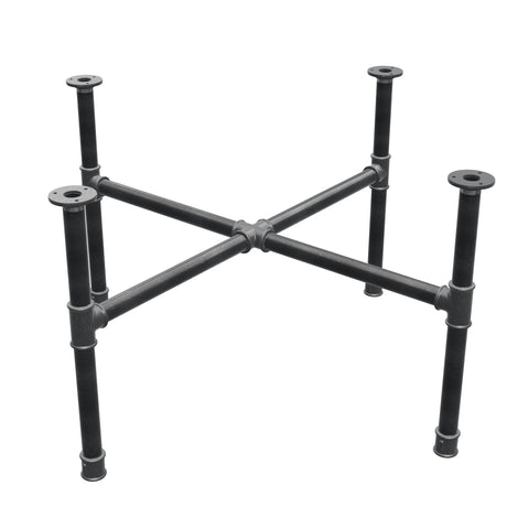 Onderstel voor salontafel, kruispoten, gietijzer en staal Ø 34 mm, 96 × 96 cm, hoogte 52 cm