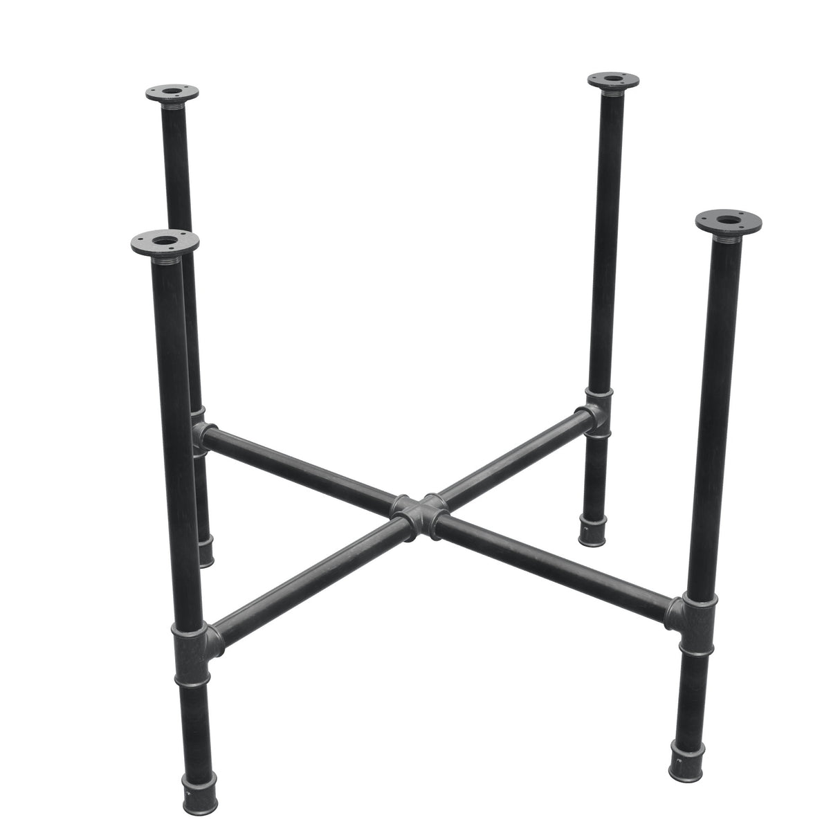 Onderstel voor eettafel, kruispoten, gietijzer en staal Ø 34 mm, 96 × 96 cm, hoogte 75 cm
