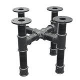 Onderstel voor salontafel, kruispoten, gietijzer en staal Ø 42 mm, 41 × 41 cm, hoogte 34 cm