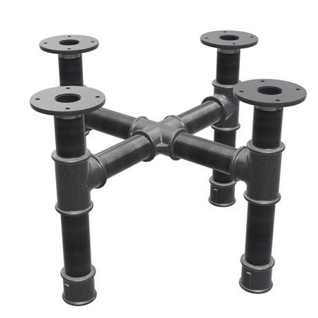 Onderstel voor salontafel, kruispoten, gietijzer en staal Ø 42 mm, 51 × 51 cm, hoogte 34 cm