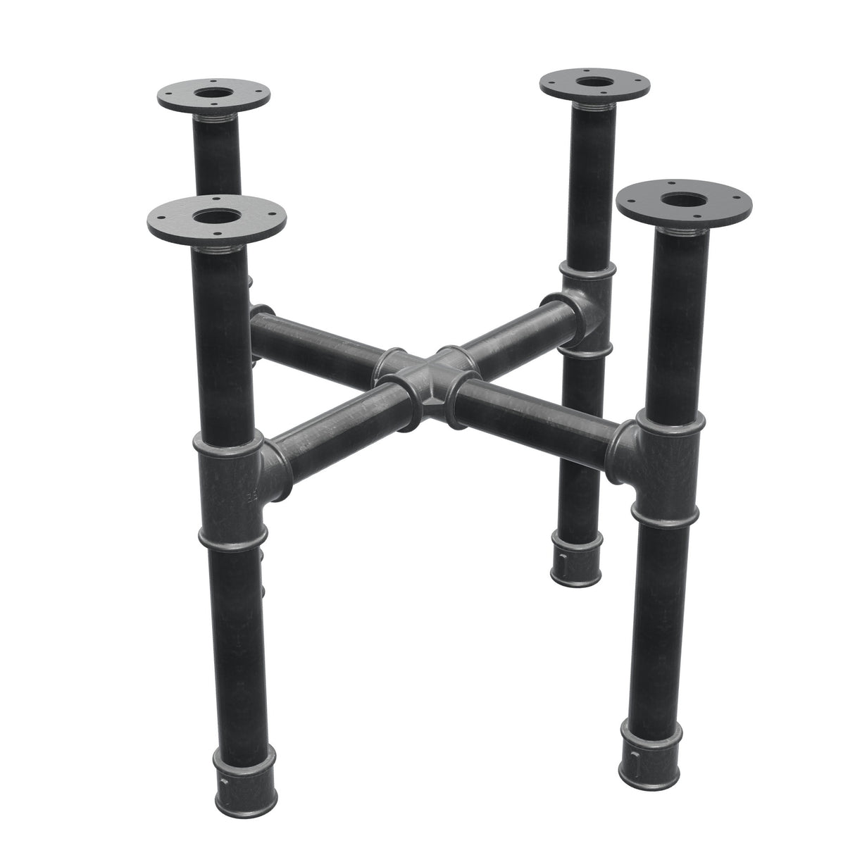 Onderstel voor salontafel, kruispoten, gietijzer en staal Ø 42 mm, 61 × 61 cm, hoogte 54 cm
