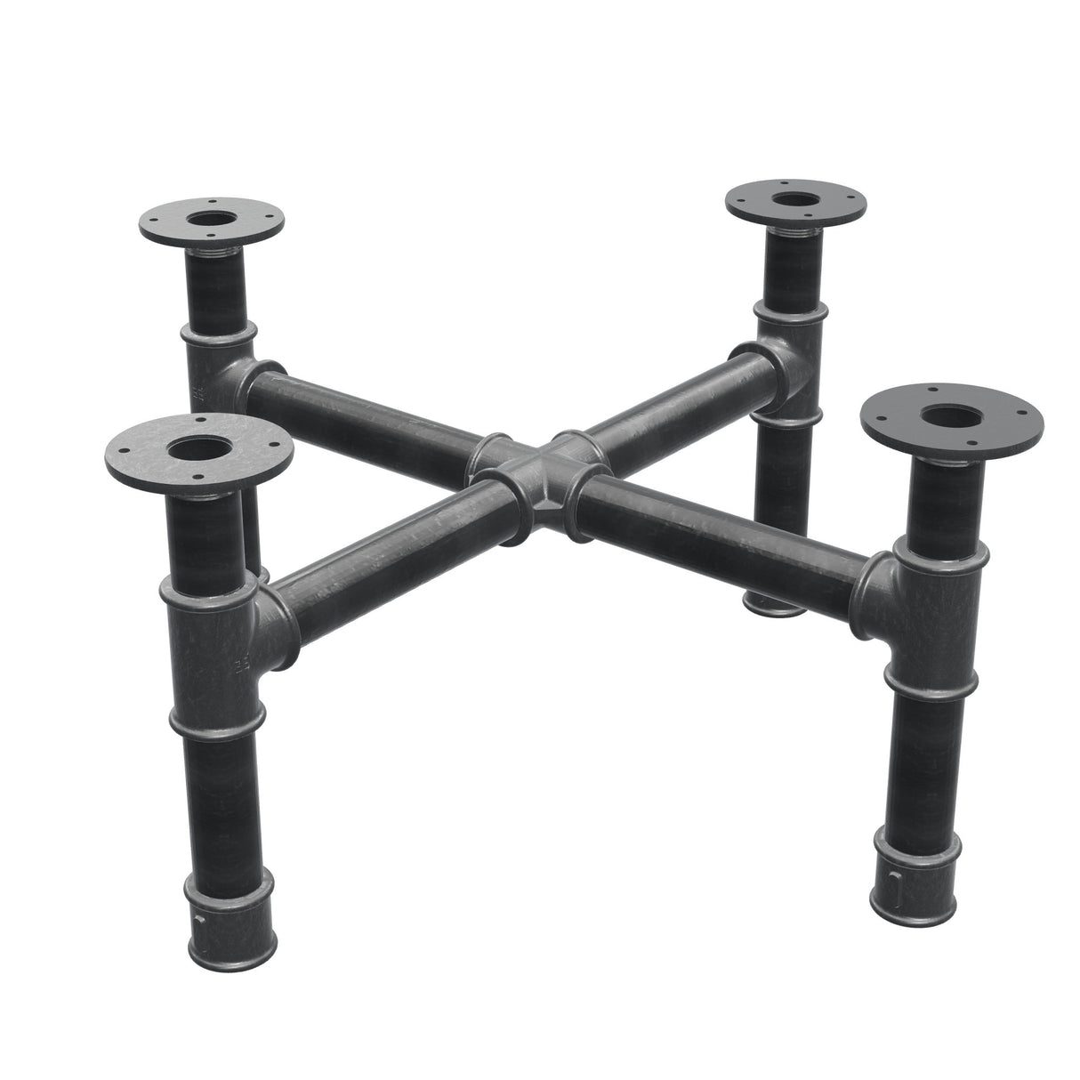 Onderstel voor salontafel, kruispoten, gietijzer en staal Ø 42 mm, 71 × 71 cm, hoogte 34 cm
