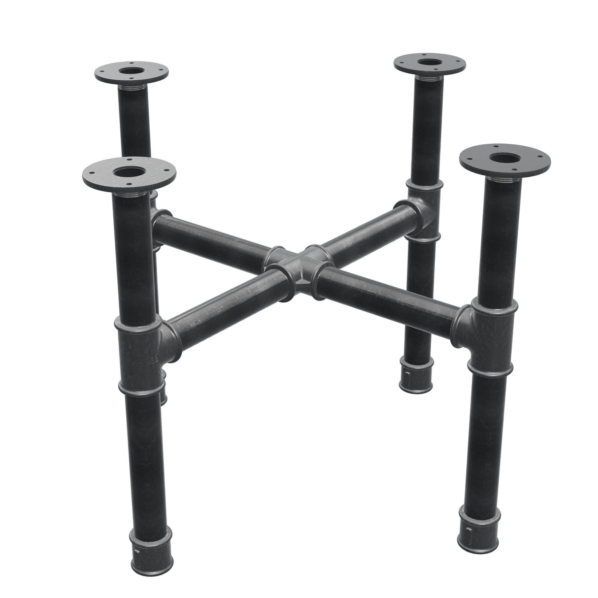 Onderstel voor salontafel, kruispoten, gietijzer en staal Ø 42 mm, 71 × 71 cm, hoogte 54 cm