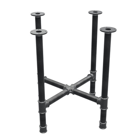 Onderstel voor eettafel, kruispoten, gietijzer en staal Ø 42 mm, 71 × 71 cm, hoogte 74 cm