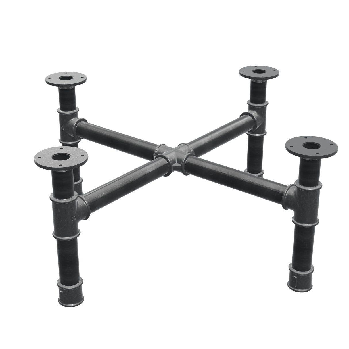 Onderstel voor salontafel, kruispoten, gietijzer en staal Ø 42 mm, 81 × 81 cm, hoogte 34 cm