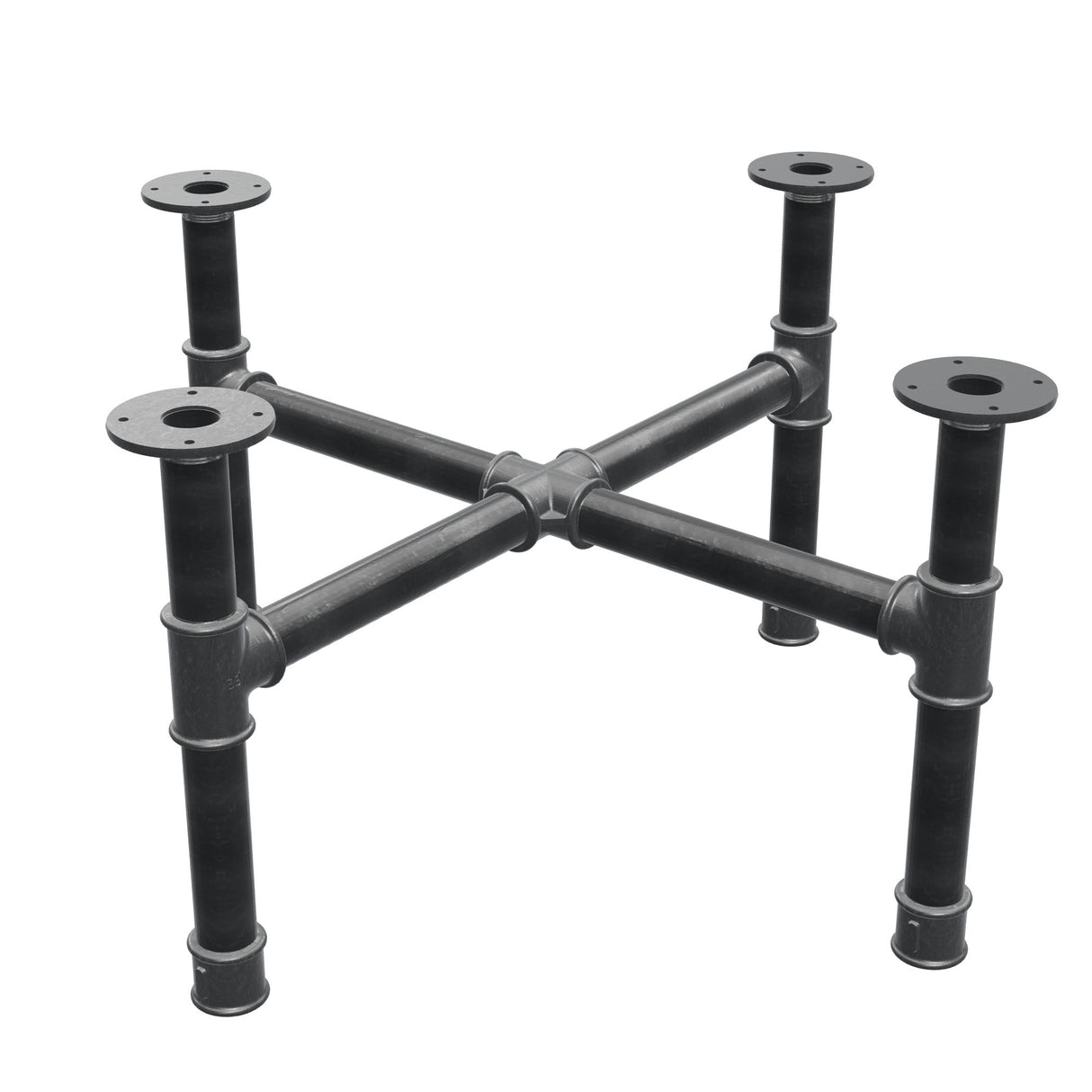 Onderstel voor salontafel, kruispoten, gietijzer en staal Ø 42 mm, 81 × 81 cm, hoogte 44 cm