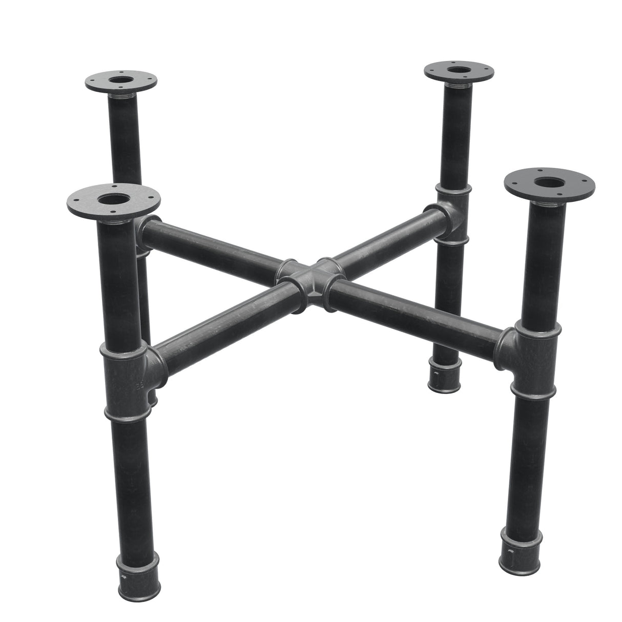 Onderstel voor salontafel, kruispoten, gietijzer en staal Ø 42 mm, 81 × 81 cm, hoogte 54 cm