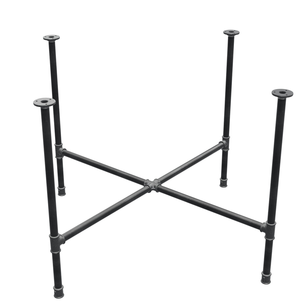 Onderstel voor eettafel, kruispoten, gietijzer en staal Ø 27 mm, 115 × 115 cm, hoogte 74 cm