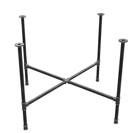 Onderstel voor eettafel, kruispoten, gietijzer en staal Ø 27 mm, 115 × 115 cm, hoogte 74 cm