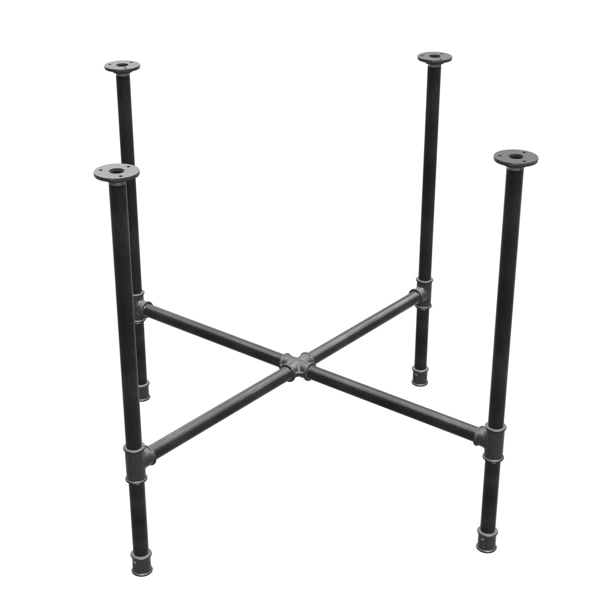 Onderstel voor eettafel, kruispoten, gietijzer en staal Ø 27 mm, 95 × 95 cm, hoogte 74 cm