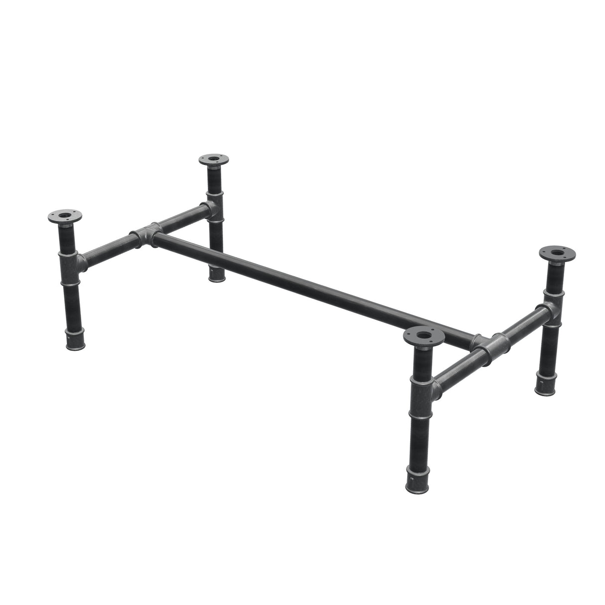 Onderstel voor salontafel, H-frame, gietijzer en staal Ø 34 mm, 102 × 56 cm, hoogte 32 cm