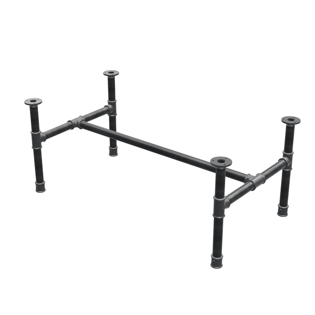 Onderstel voor salontafel, H-frame, gietijzer en staal Ø 34 mm, 102 × 56 cm, hoogte 42 cm