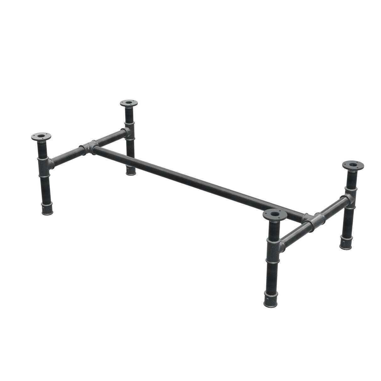 Onderstel voor salontafel, H-frame, gietijzer en staal Ø 34 mm, 112 × 56 cm, hoogte 32 cm