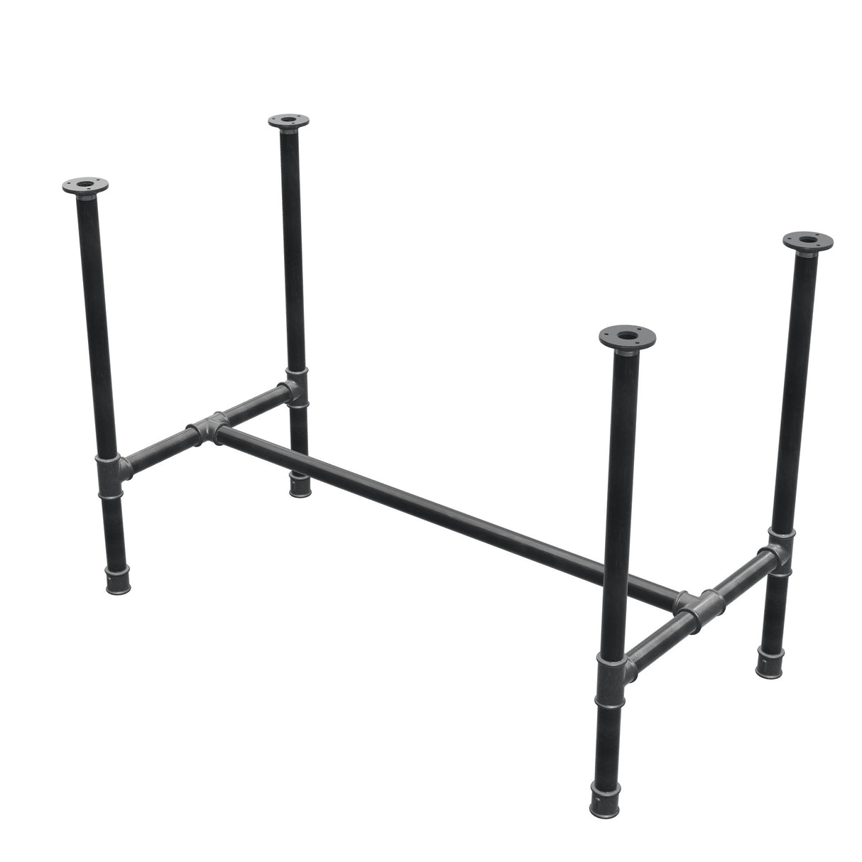 Onderstel voor eettafel, H-frame, gietijzer en staal Ø 34 mm, 112 × 56 cm, hoogte 75 cm