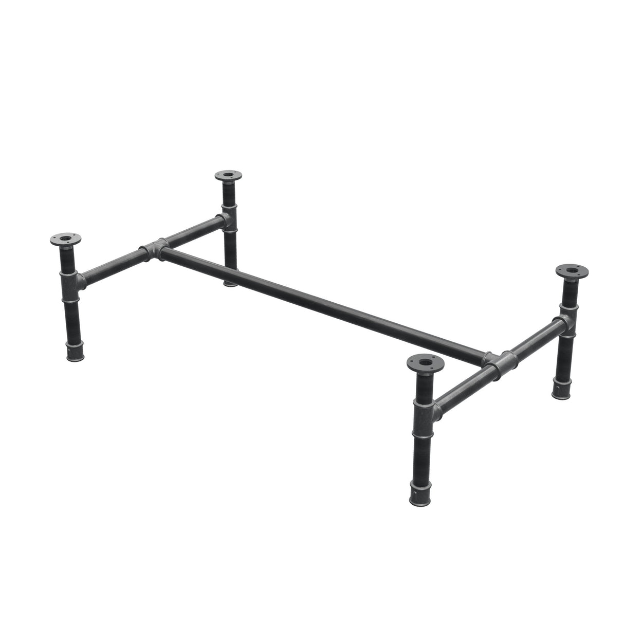Onderstel voor salontafel, H-frame, gietijzer en staal Ø 34 mm, 112 × 66 cm, hoogte 32 cm