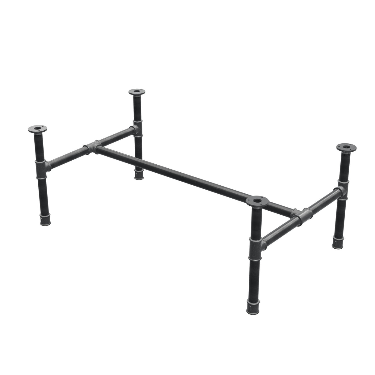 Onderstel voor salontafel, H-frame, gietijzer en staal Ø 34 mm, 112 × 66 cm, hoogte 42 cm