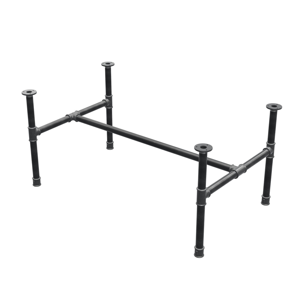 Onderstel voor salontafel, H-frame, gietijzer en staal Ø 34 mm, 112 × 66 cm, hoogte 52 cm