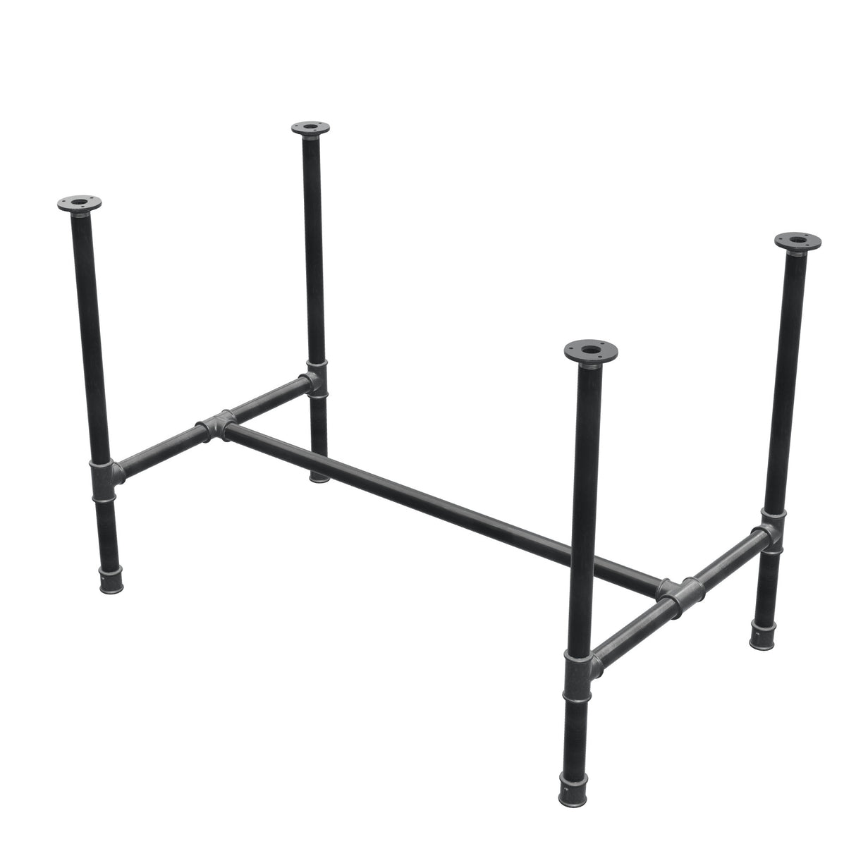 Onderstel voor eettafel, H-frame, gietijzer en staal Ø 34 mm, 112 × 66 cm, hoogte 75 cm