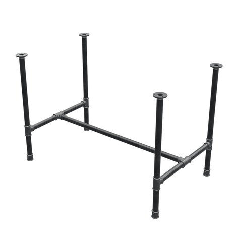 Onderstel voor eettafel, H-frame, gietijzer en staal Ø 34 mm, 112 × 66 cm, hoogte 75 cm