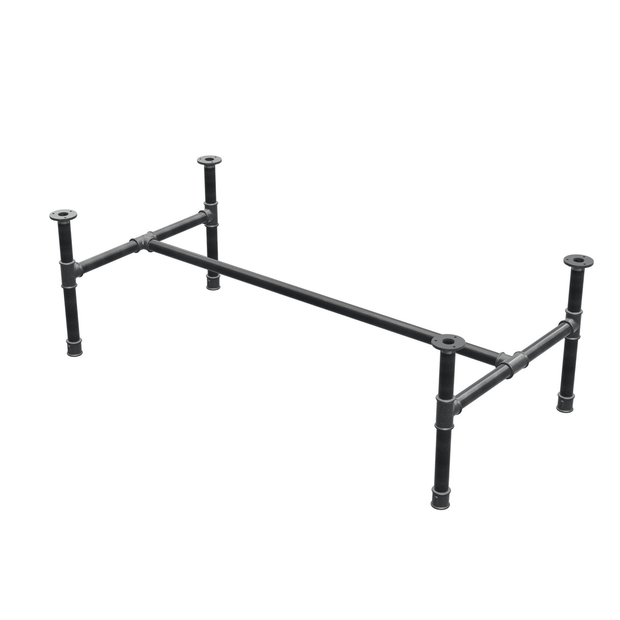 Onderstel voor salontafel, H-frame, gietijzer en staal Ø 34 mm, 132 × 66 cm, hoogte 42 cm
