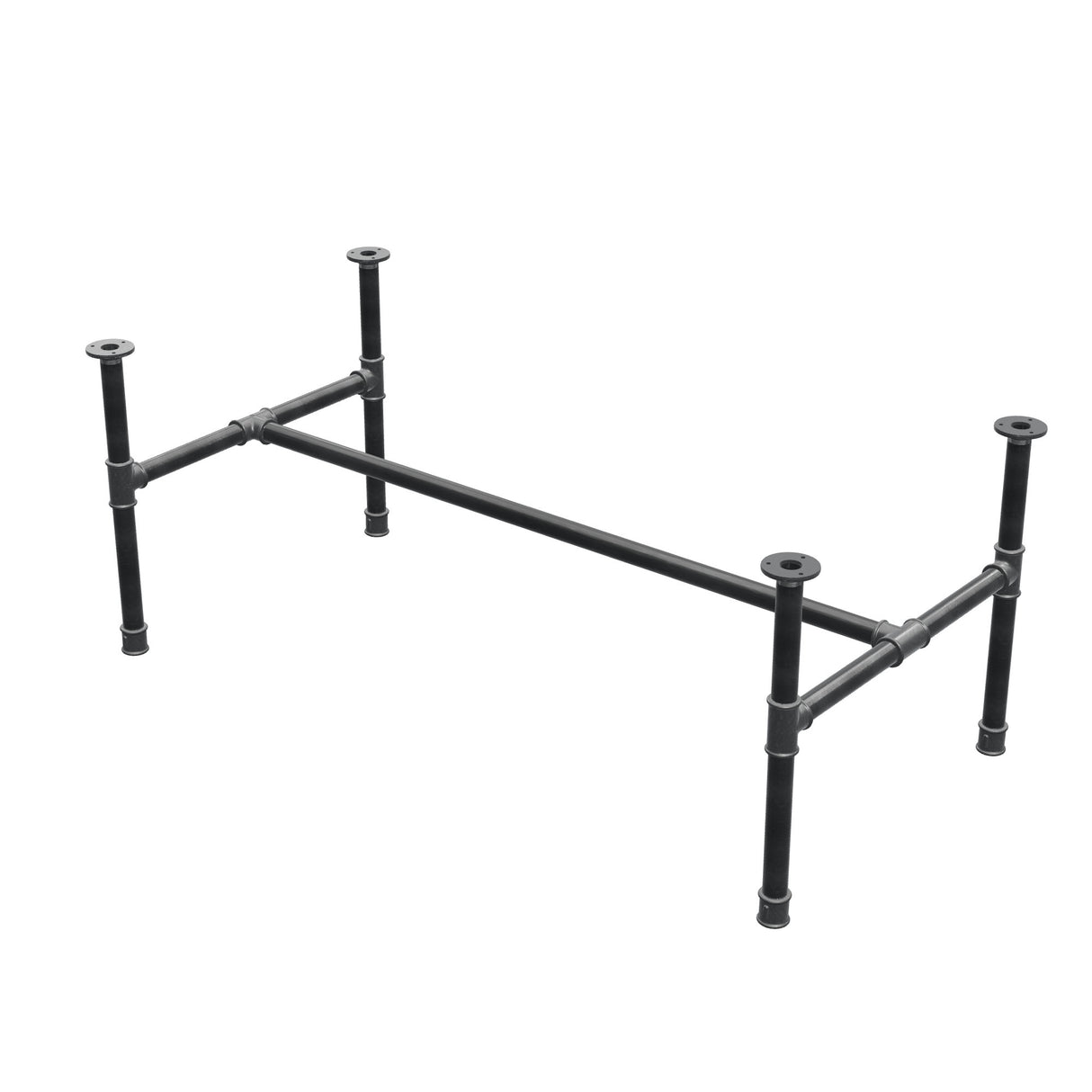 Onderstel voor salontafel, H-frame, gietijzer en staal Ø 34 mm, 132 × 66 cm, hoogte 52 cm