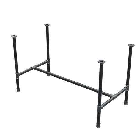 Onderstel voor eettafel, H-frame, gietijzer en staal Ø 34 mm, 132 × 66 cm, hoogte 75 cm