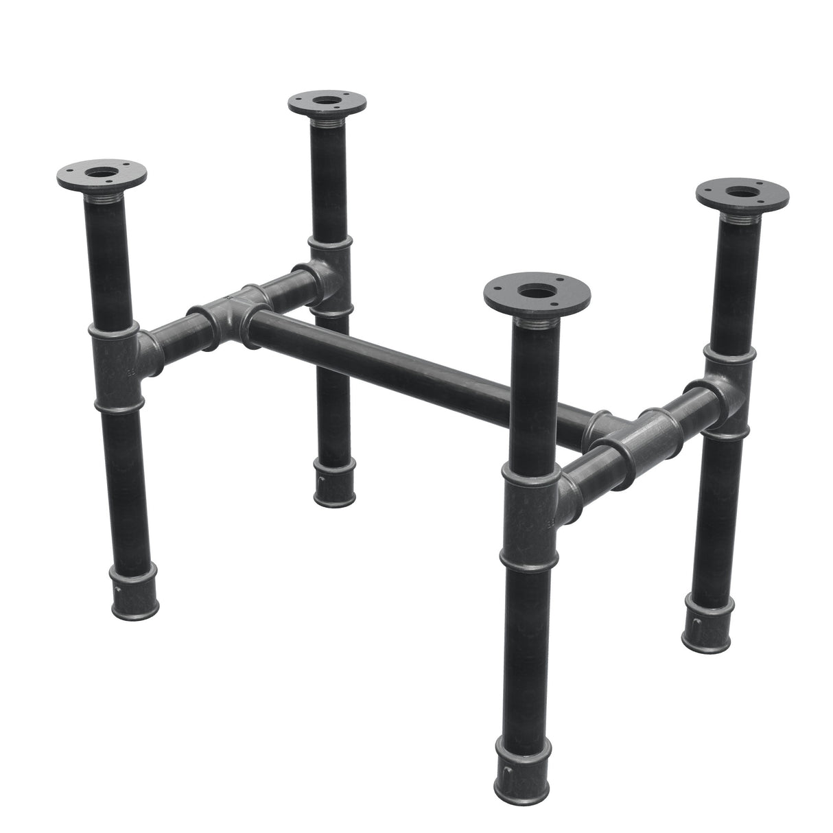 Onderstel voor salontafel, H-frame, gietijzer en staal Ø 34 mm, 52 × 36 cm, hoogte 42 cm